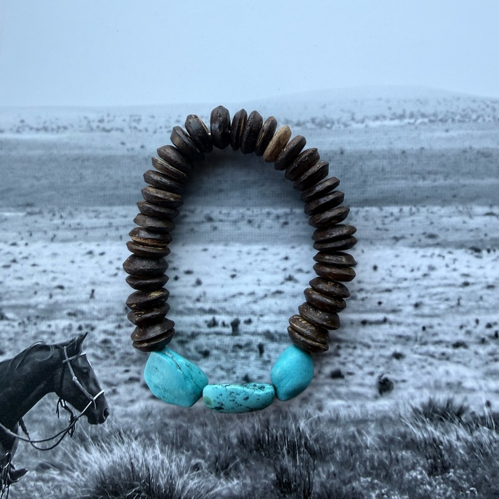 Turquoise and Brown Beaded Bracelet